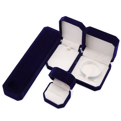 Neueste Stil angepasste blaue Flannelette achteckige Schmuckschachtel für Halskette Armband Ring