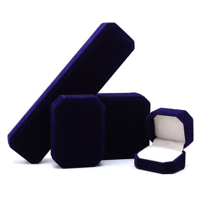 Neueste Stil angepasste blaue Flannelette achteckige Schmuckschachtel für Halskette Armband Ring