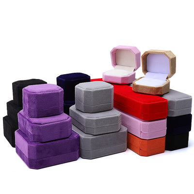 Achteckig geformte Samtschmuckschachtel für die kundenspezifische Markierung Halskette Armband und Ring