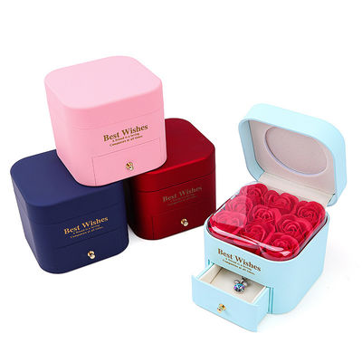 Maßgeschneiderte Größe Rose Unsterbliche Schublade Blumen Schmuck Box Für Stud Ohrringe Anhänger