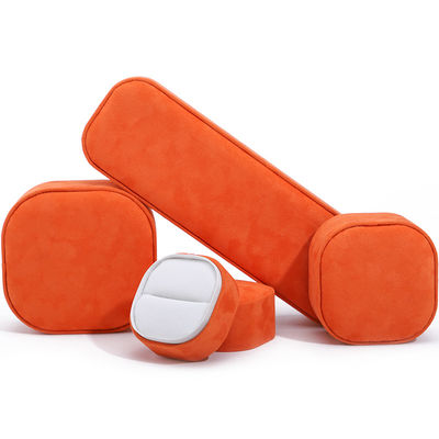 Luxuriöse Schmuckschatulle mit Deckel und Boden, hochwertige orangefarbene Samt-Schmuckschatulle mit Logo