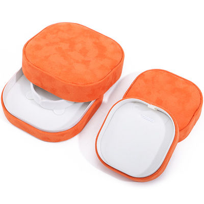 Luxuriöse Schmuckschatulle mit Deckel und Boden, hochwertige orangefarbene Samt-Schmuckschatulle mit Logo