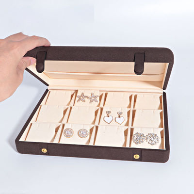 Kaffeefarbe Mikrofaserleder Schmuckschachtel für Halskette Armband Stift Set und Ring