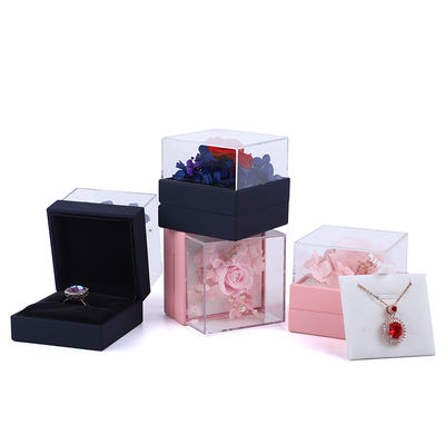 Quadratische Rose Blume Schmuckverpackung Box Blumenring Box für Geschenk Custom Design