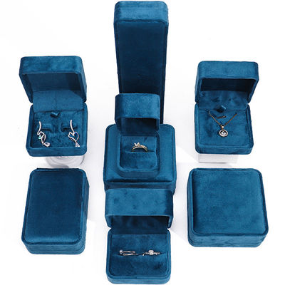 Luxuriöse Schmuckschatulle Premium Blaues Samt Schmuckkästchen für Armband Ring Ohrring
