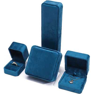 Luxuriöse Schmuckschatulle Premium Blaues Samt Schmuckkästchen für Armband Ring Ohrring
