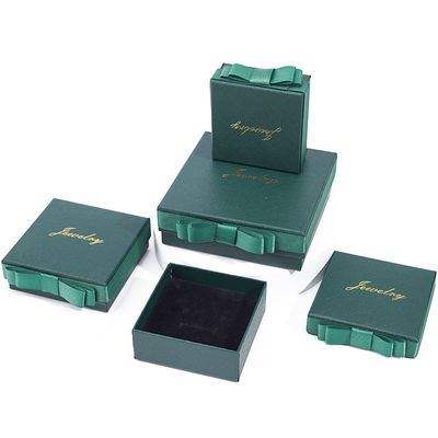 Grüne Halskette Ohrringe Ring Papier Schmuck Geschenk Schachtel Individuelle Größe Rechteck Form