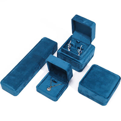 Luxuriöse Schmuckschatulle Premium Blaues Samt Schmuckkästchen für Armband Ring Ohrring
