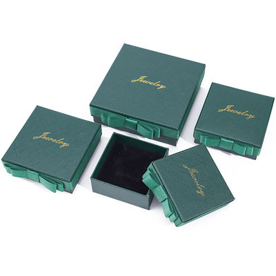 Grüne Halskette Ohrringe Ring Papier Schmuck Geschenk Schachtel Individuelle Größe Rechteck Form