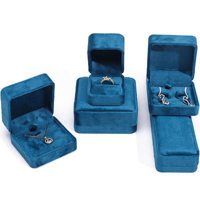Luxuriöse Schmuckschatulle Premium Blaues Samt Schmuckkästchen für Armband Ring Ohrring
