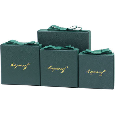 Grüne Halskette Ohrringe Ring Papier Schmuck Geschenk Schachtel Individuelle Größe Rechteck Form