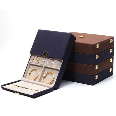 Custom Blue Microfiber Leder Schmuck Set Box für Schmuck Verpackung und Lagerung Solutio