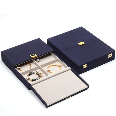 Custom Blue Microfiber Leder Schmuck Set Box für Schmuck Verpackung und Lagerung Solutio