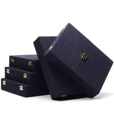 Custom Blue Microfiber Leder Schmuck Set Box für Schmuck Verpackung und Lagerung Solutio