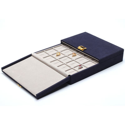 Custom Blue Microfiber Leder Schmuck Set Box für Schmuck Verpackung und Lagerung Solutio