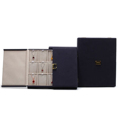 Custom Blue Microfiber Leder Schmuck Set Box für Schmuck Verpackung und Lagerung Solutio