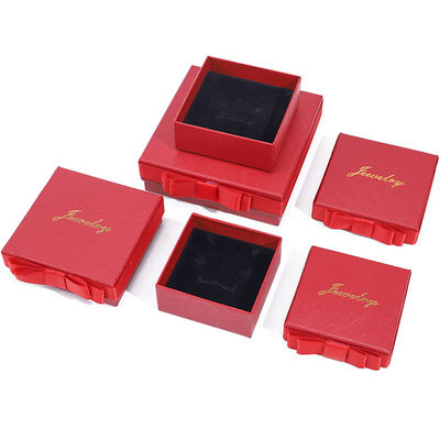 kaufen Custom Logo Rotpapier Schmuckkasten für Halskette Ohrringe Ring handgefertigt Rechteck online manufacture