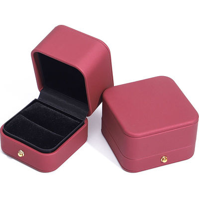 Windrot schlankes PU-Leder Schmucklager Verpackungskiste mit Goldknopf-Ornament