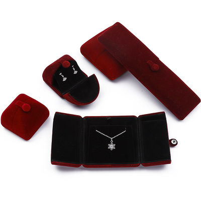 kaufen Dunkelrot weiches Samt Schmuckschachtel Clamshell-förmige Schmuckset Schachtel Verpackung online manufacture