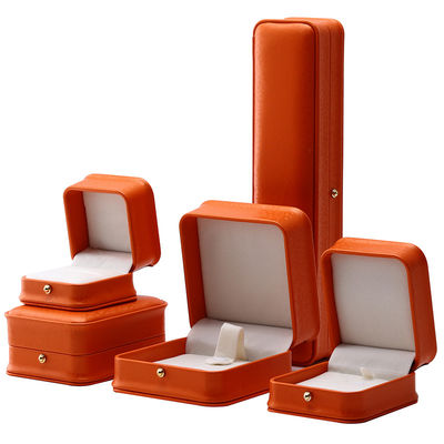 Orange Snow Grain Noble PU-Leder Schmuckschachtel für Luxus-Lagerverpackungen