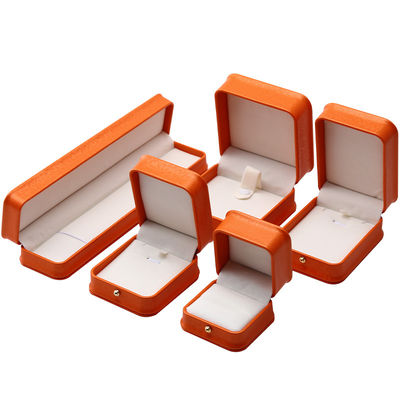 Orange Snow Grain Noble PU-Leder Schmuckschachtel für Luxus-Lagerverpackungen