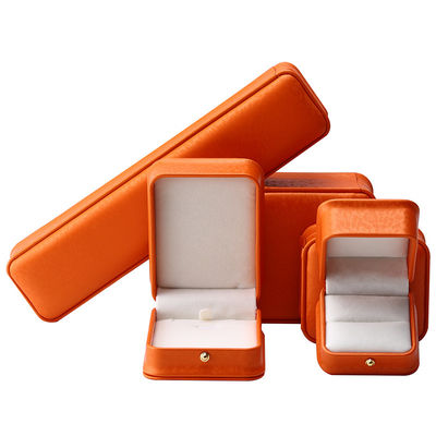 Orange Snow Grain Noble PU-Leder Schmuckschachtel für Luxus-Lagerverpackungen