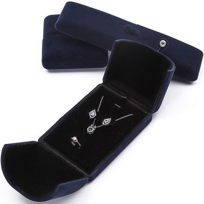 China Herstellung Großhandel hochwertige Schmuckverpackungsbox Kundenspezifische Luxus Große Schmuckset-Box Halskette Armband Ohrringe Ring Verpackung handgefertigte blaue Samt Doppeltür Schmuckbox mit Logo