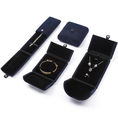 China Herstellung Großhandel hochwertige Schmuckverpackungsbox Kundenspezifische Luxus Große Schmuckset-Box Halskette Armband Ohrringe Ring Verpackung handgefertigte blaue Samt Doppeltür Schmuckbox mit Logo