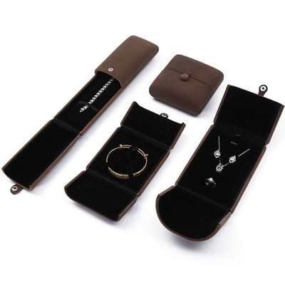 Klammschalenförmige Samtschmuck-Organisator-Box Luxus-Lagerung Verpackung Knopfverschluss