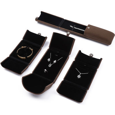 Klammschalenförmige Samtschmuck-Organisator-Box Luxus-Lagerung Verpackung Knopfverschluss
