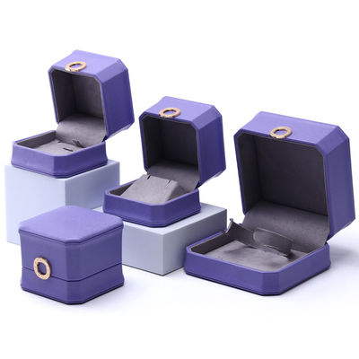 kaufen Faszinierende lila achteckige PU-Leder Schmuckschachtel für Ring Ohrstangen Anhänger online manufacture