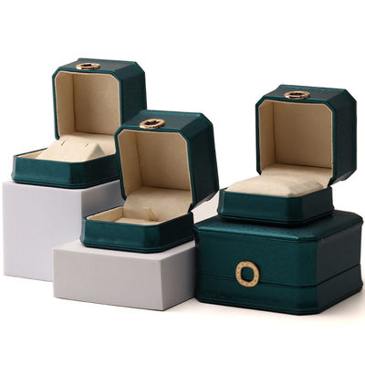 kaufen Dunkelgrüner achteckig aus PU-Leder Schmuckverpackungskarton mit Ringornament online manufacture