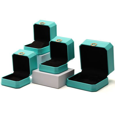 kaufen Achtkantiges Cyan Ring Ornament PU Leder Schmuck Luxus Verpackung Box Organisator online manufacture
