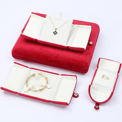 kaufen China Fertigung Großhandel Luxus Schmuck Verpackung Custom High-End Halskette Armband Ohrringe Ring Verpackung Doppeltür Samt rot Schmuckbox mit Logo online manufacture
