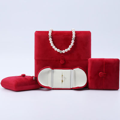 China Fertigung Großhandel Luxus Schmuck Verpackung Custom High-End Halskette Armband Ohrringe Ring Verpackung Doppeltür Samt rot Schmuckbox mit Logo