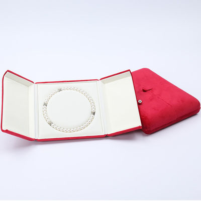 China Fertigung Großhandel Luxus Schmuck Verpackung Custom High-End Halskette Armband Ohrringe Ring Verpackung Doppeltür Samt rot Schmuckbox mit Logo