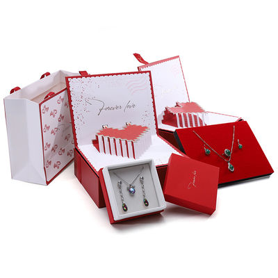 Luxuriöse Aufbewahrung Karton Papier Schmuck Geschenkkasten mit Pop Up Grußkarte