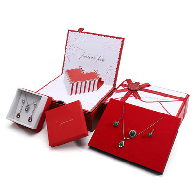 Luxuriöse Aufbewahrung Karton Papier Schmuck Geschenkkasten mit Pop Up Grußkarte
