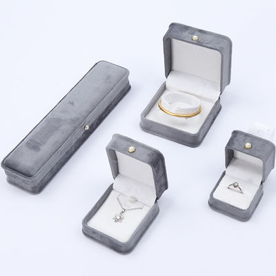 Graue Runde Ecke Perlenornament Samt Schmuckschachtel Luxus Schmuck Verpackungskiste