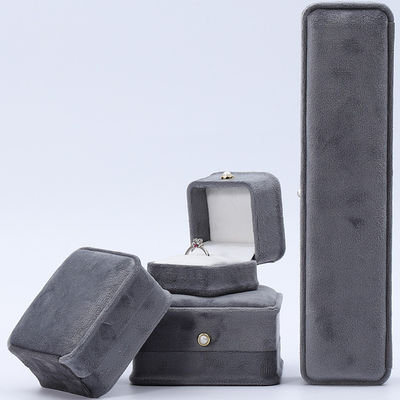 Graue Runde Ecke Perlenornament Samt Schmuckschachtel Luxus Schmuck Verpackungskiste