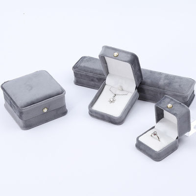 Graue Runde Ecke Perlenornament Samt Schmuckschachtel Luxus Schmuck Verpackungskiste