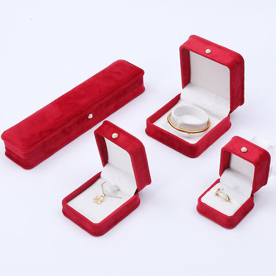 Großhandel Fertigung Luxus Samt Schmuck Verpackung Box Custom Logo Halskette Armband Ohrringe Ring Verpackung rot Samt Schmuck Box