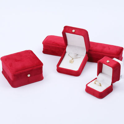Großhandel Fertigung Luxus Samt Schmuck Verpackung Box Custom Logo Halskette Armband Ohrringe Ring Verpackung rot Samt Schmuck Box
