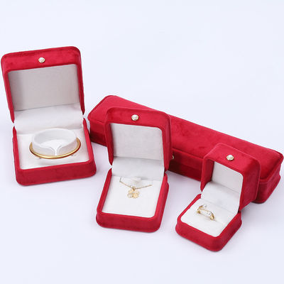 Großhandel Fertigung Luxus Samt Schmuck Verpackung Box Custom Logo Halskette Armband Ohrringe Ring Verpackung rot Samt Schmuck Box