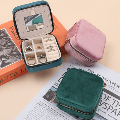 kaufen High-End schlanke Schmuck-Speicherbox Weiches Samt Reise Schmuck-Organisator mit Spiegel online manufacture