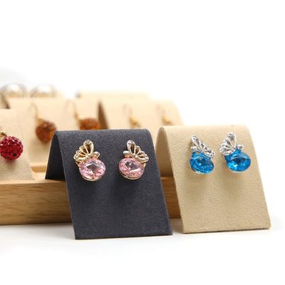Weiches Samtdeckel Holz Schmuck Speicher Display Tray Stand für Ohrstöpsel Tropfen