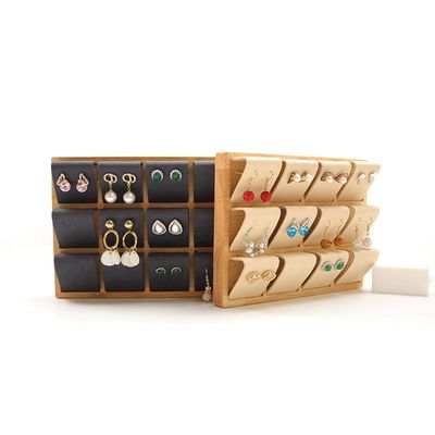 Weiches Samtdeckel Holz Schmuck Speicher Display Tray Stand für Ohrstöpsel Tropfen