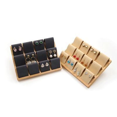 Weiches Samtdeckel Holz Schmuck Speicher Display Tray Stand für Ohrstöpsel Tropfen
