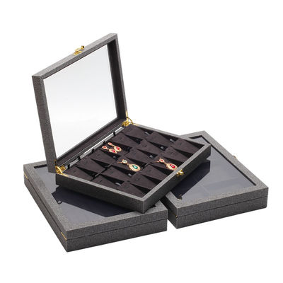 Flip Open PU Leder Schmuck Display Box mehrere Abteilungen mit Spiegel