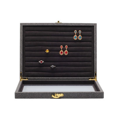 Flip Open PU Leder Schmuck Display Box mehrere Abteilungen mit Spiegel